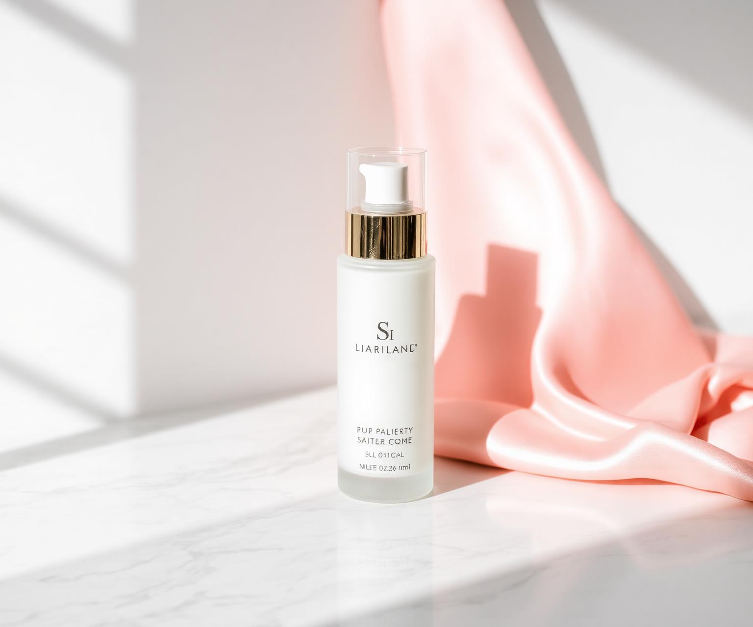 Frosted glass serum bottle with champagne gold cap